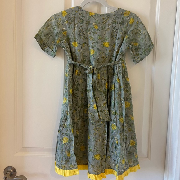 Little Paisley People Girls Peasant Dress Olive Green Yellow Trim Size 8 - Picture 2 of 6